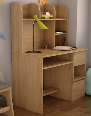 Bàn Học Gỗ Tự Nhiên Có Kệ Sách