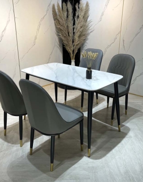 Bộ bàn ăn 4 ghế mặt đá dài 1.2m