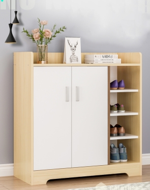 Tủ Giày Gỗ MDF 2 Cánh Kết Hợp Kệ Mở