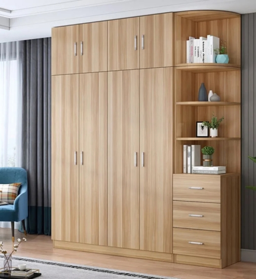 Tủ Quần Áo Gỗ Công Nghiệp 4 Cánh Có Kệ